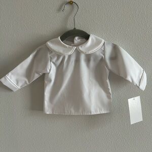 NWT!! Zulikids White Peter Pan Collar Baby Top with Button Back